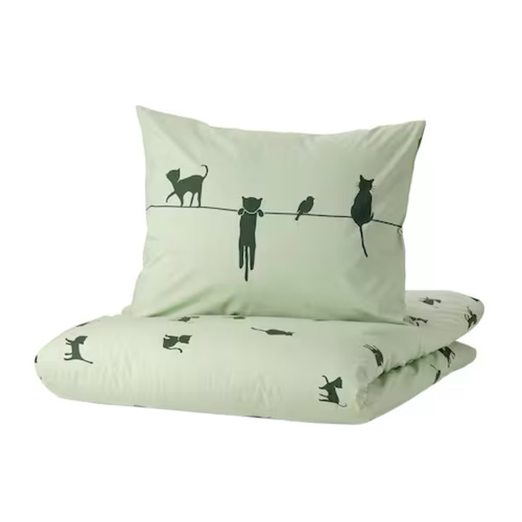 IKEA BARNDRÖM BARNDROM Duvet Cover & Pillowcase, Cat Pattern, Twin (105.044.01)